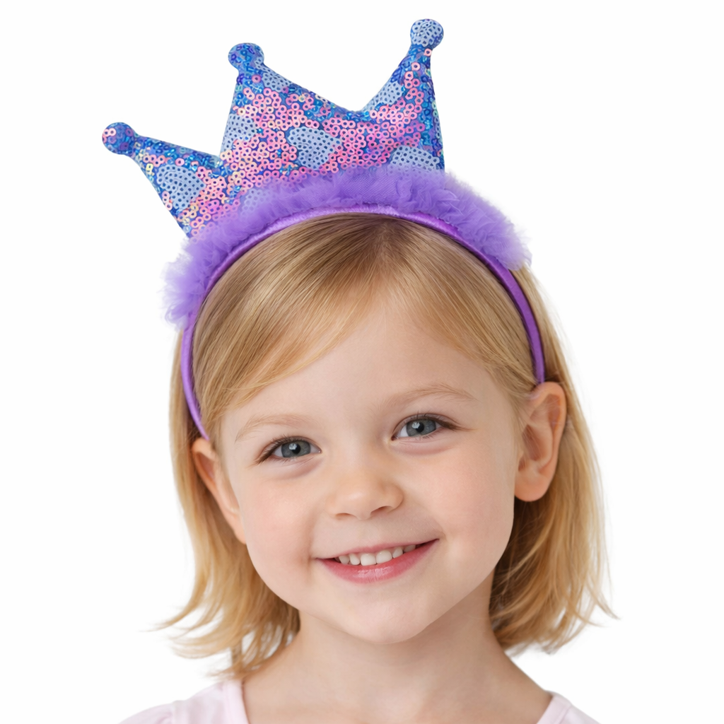Girls purple sequin crown hair band