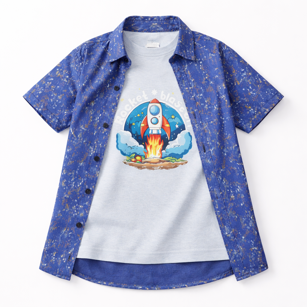 Boys Space Rocket Double Shirt