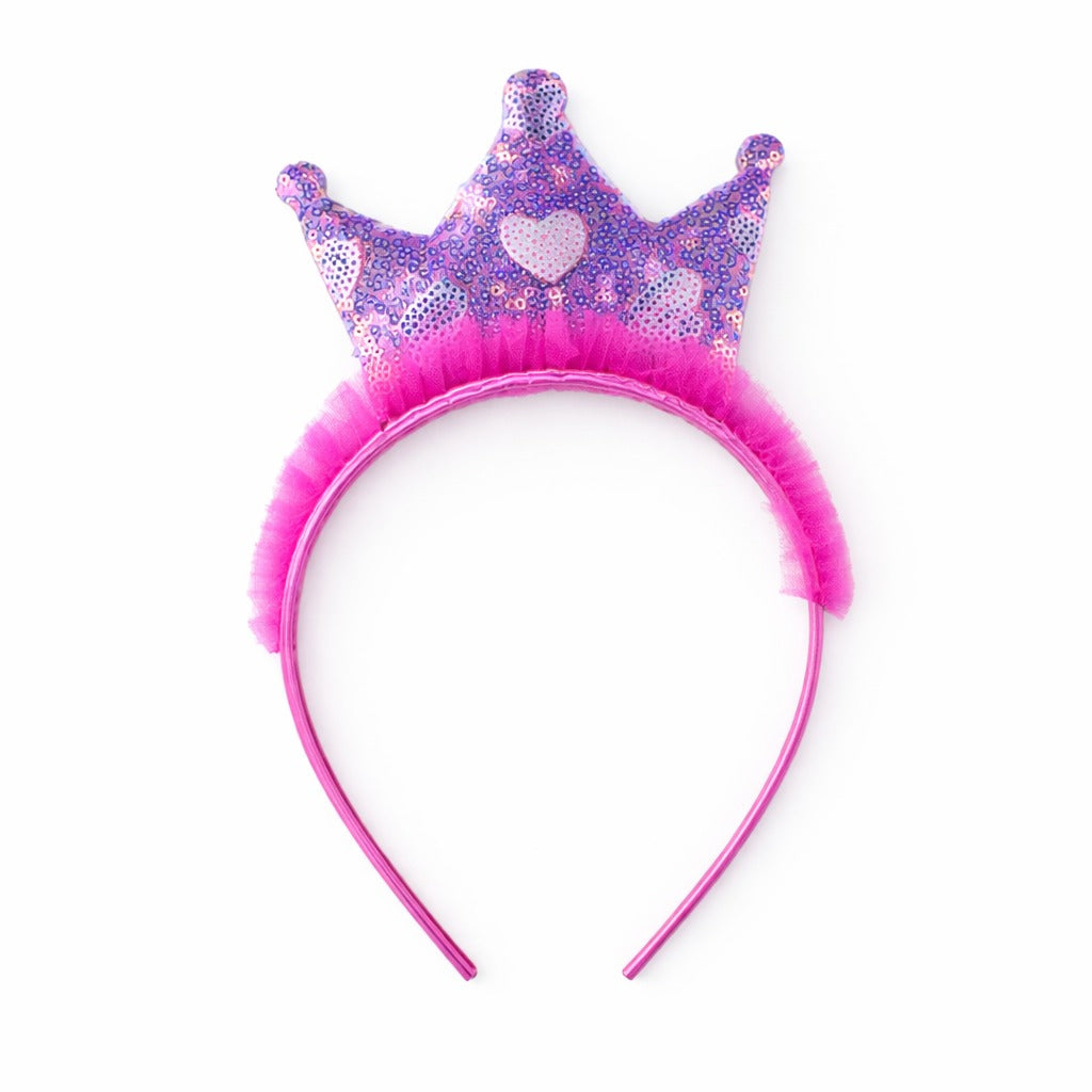 Girls shocking pink sequin crown hair band (Last Chance)