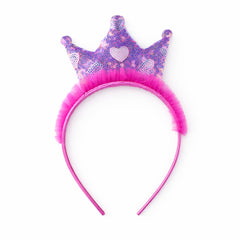 Girls shocking pink sequin crown hair band (Last Chance)