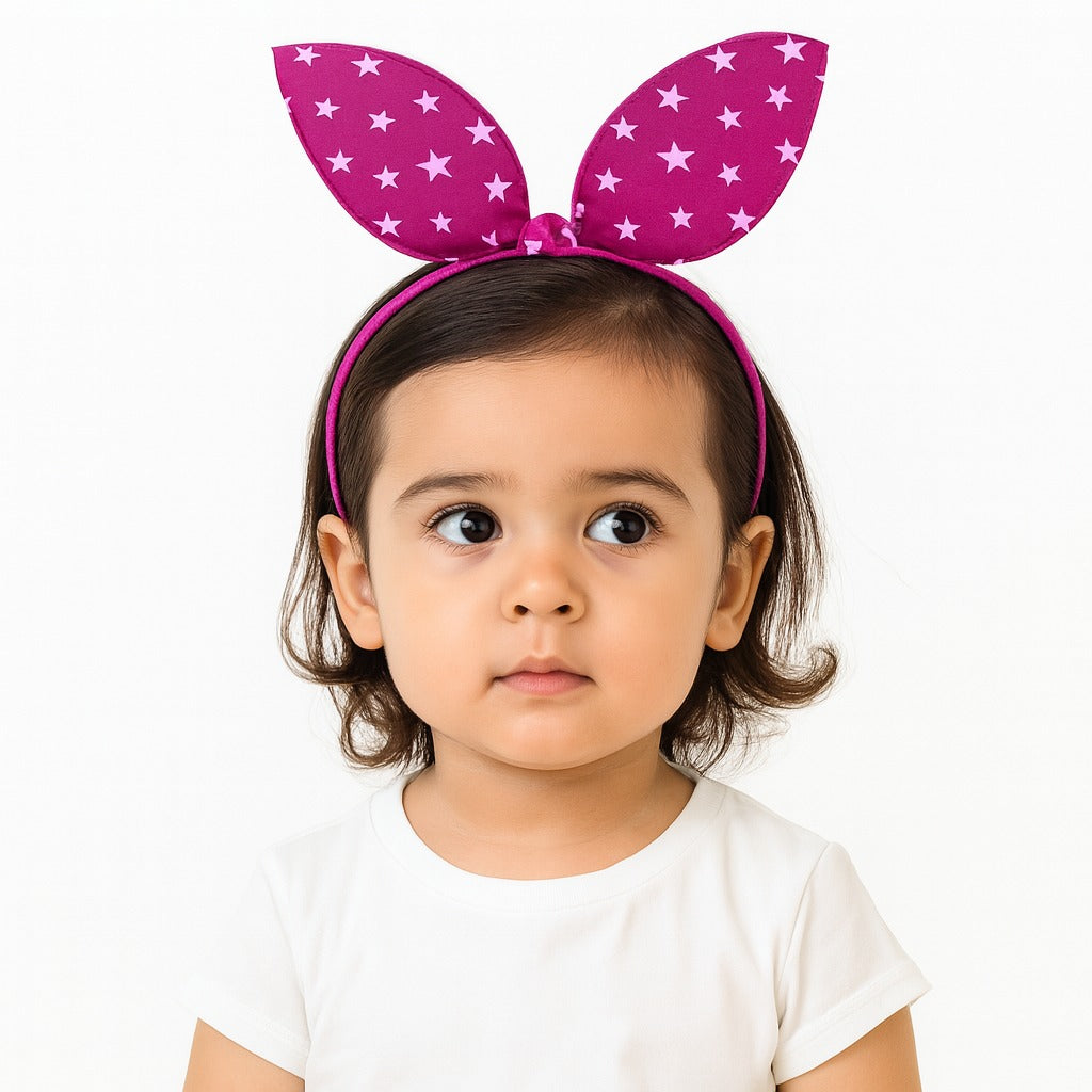 Girls pink star bow hair band