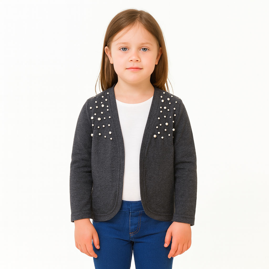 girls gray pearls shrug