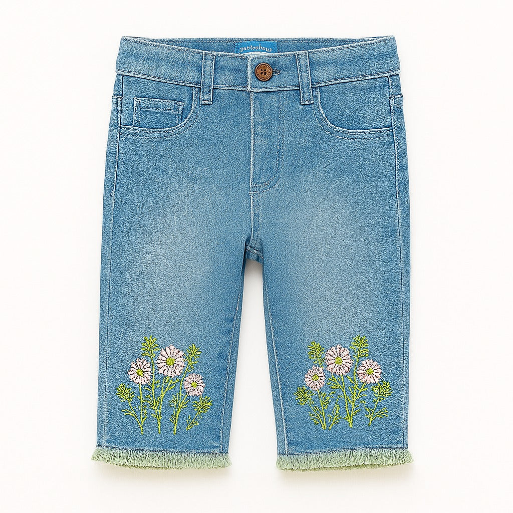 girls flower embroidery pant