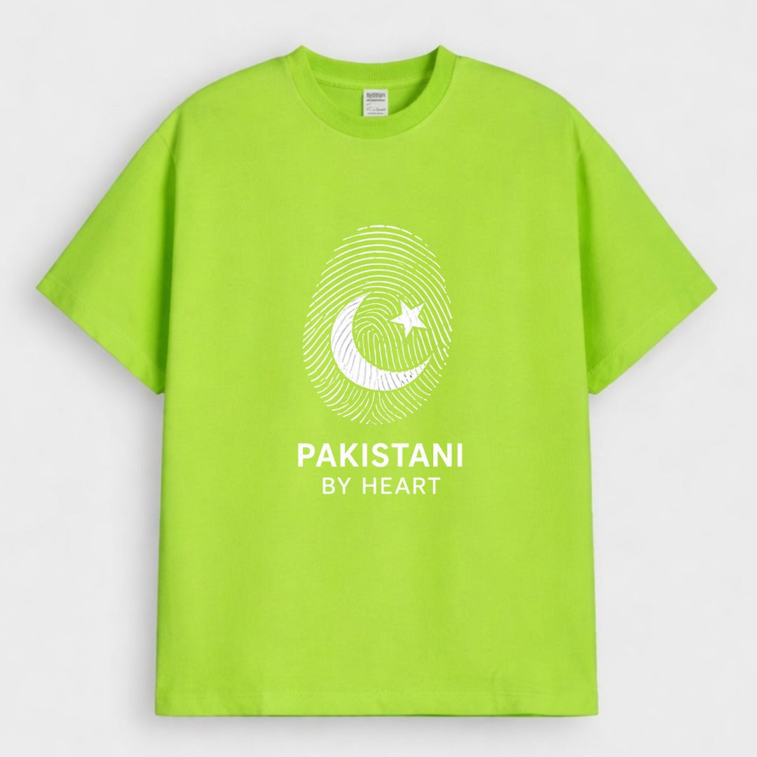 Lime Green Pakistani By Heart Graphic Downshoulder T-Shirt (AZADI)
