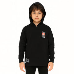 Boys black printed hoody