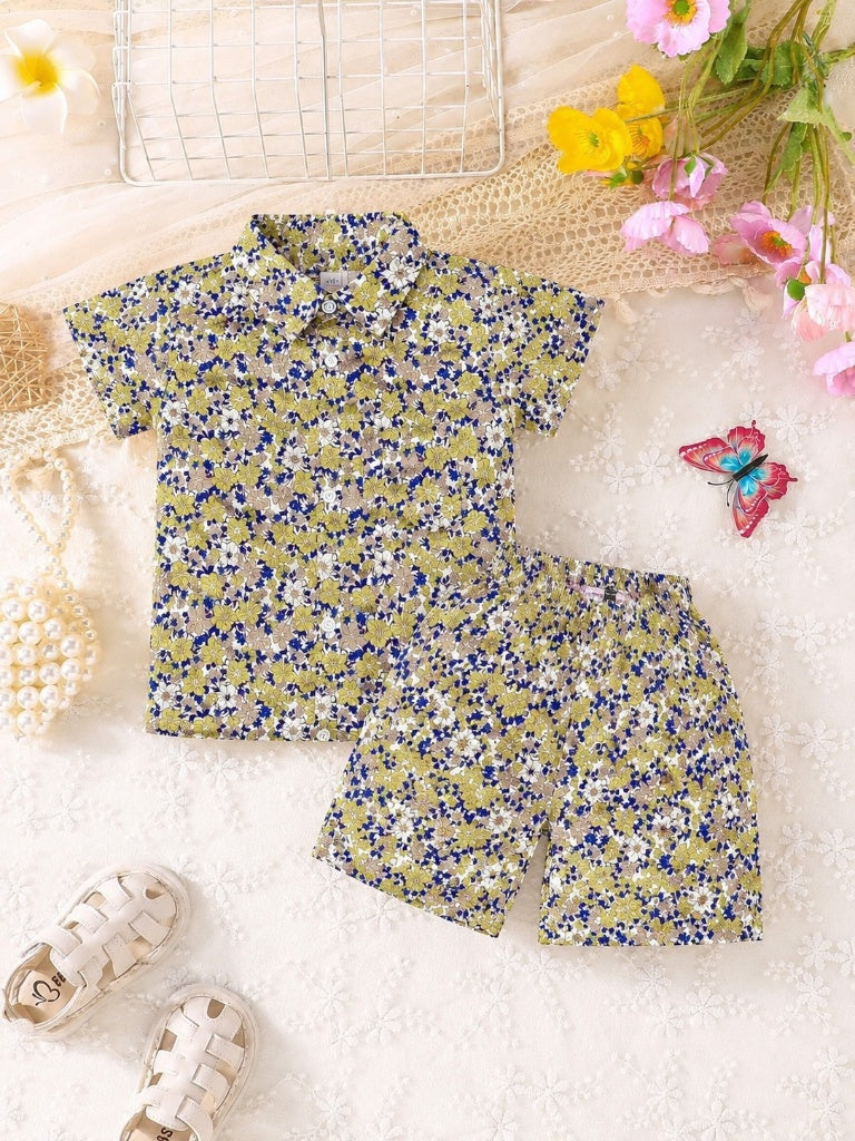Girls Multicolored Floral Print Tracksuit (Summer)