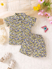 Girls Multicolored Floral Print Tracksuit (Summer)