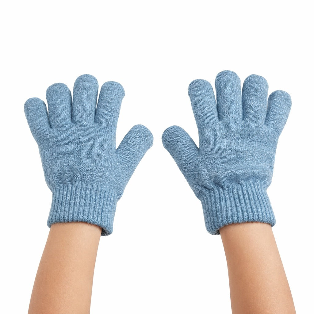 Girls light blue glitter gloves