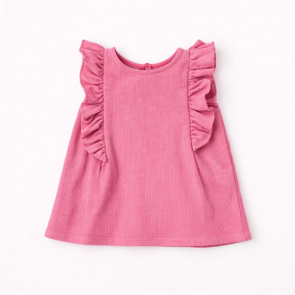 Girls pink frill glitter top