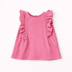 Girls pink frill glitter top