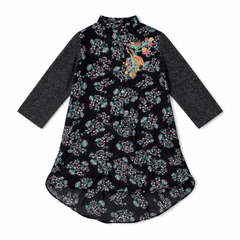 Girls black embroidered chiffon top