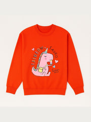 Girls Pink Unicorn Dino Fleece Sweatshirt