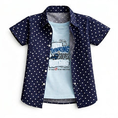 Boys Polka Dot Printed Double Casual Shirt
