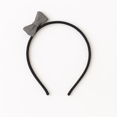 Girls dark gray glitter bow hair band