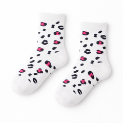 girls white Cheeta print socks (Last Chance)