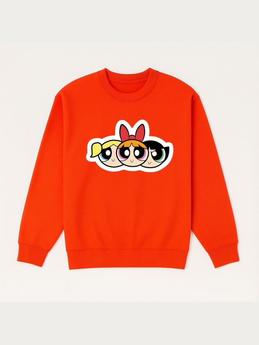 Girls Powerpuff Faces Fleece Sweatshirt