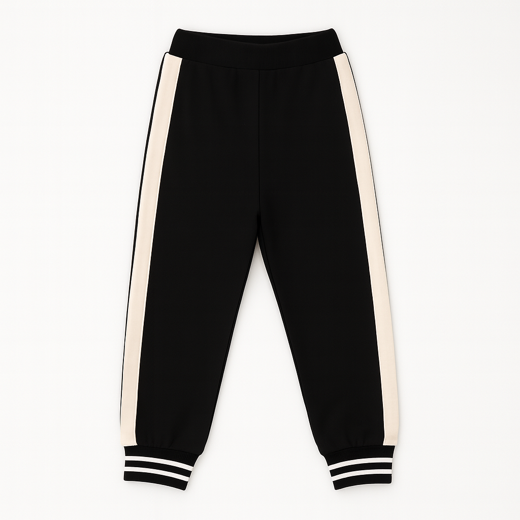 Black trouser with skin color side stripe
