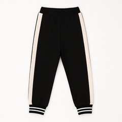 Black trouser with skin color side stripe