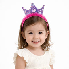 Girls shocking pink sequin crown hair band (Last Chance)