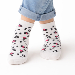girls white Cheeta print socks (Last Chance)