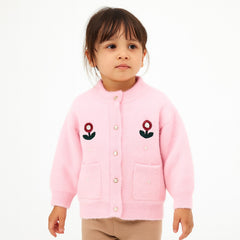 Girls pink flower cardigan sweater