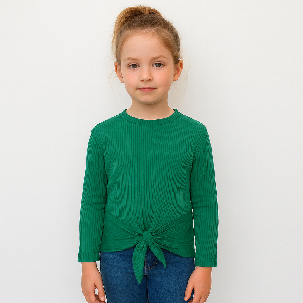 Girls green knot shirt