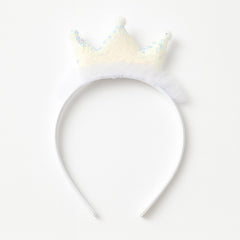 Girls white sequin crown hair band (Last Chance)