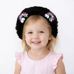 Girls black fur rainbow hair band (Last Chance)