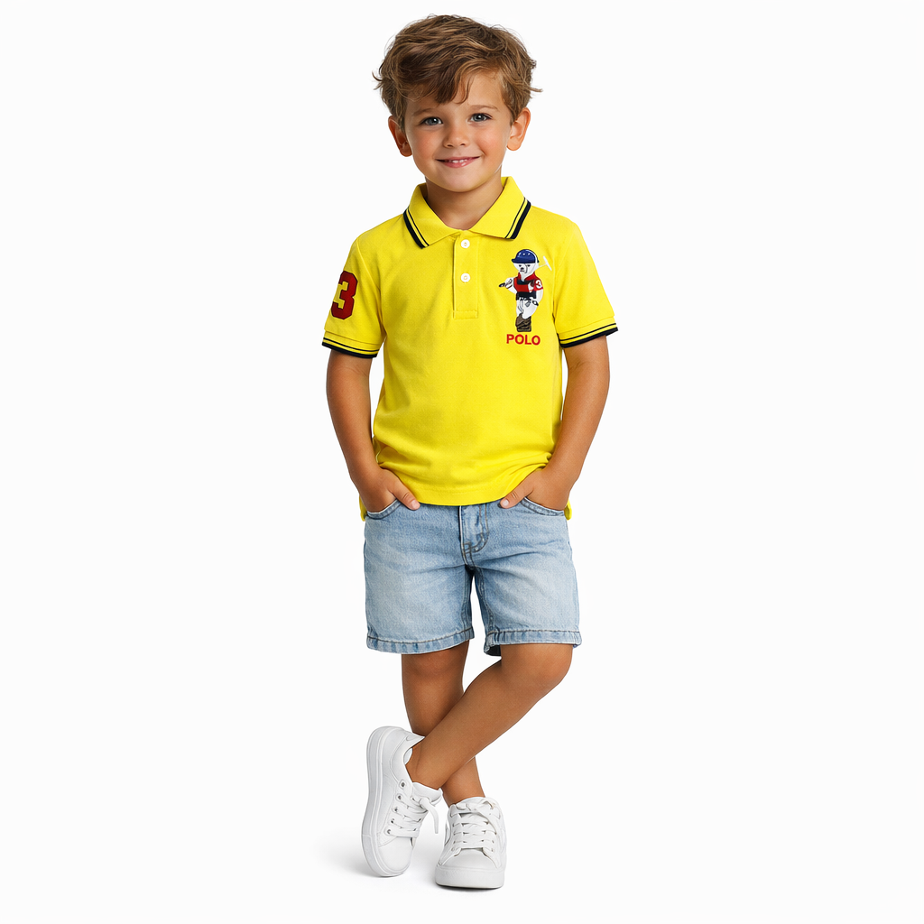 Boys yellow bear polo shirt