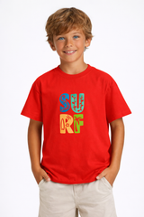 Boys Surf Red Down Shoulder T-shirt