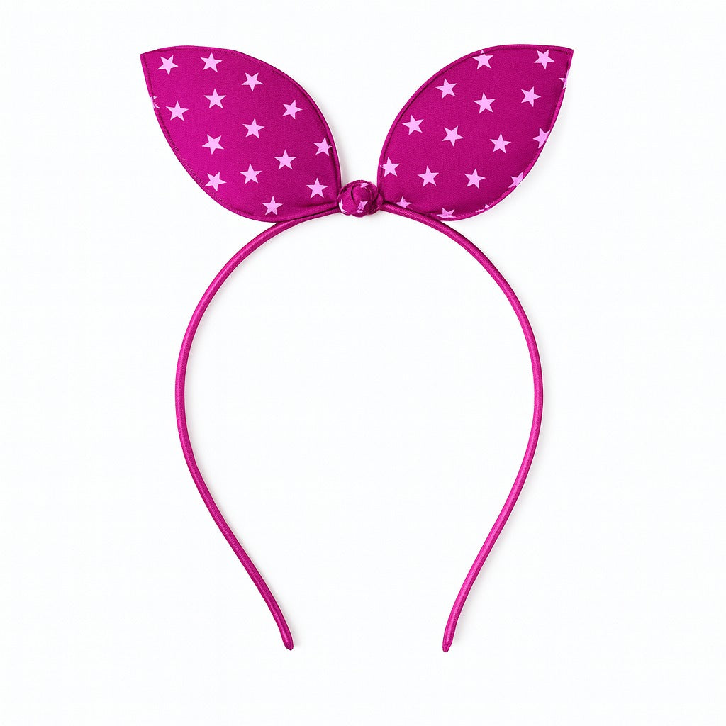 Girls pink star bow hair band