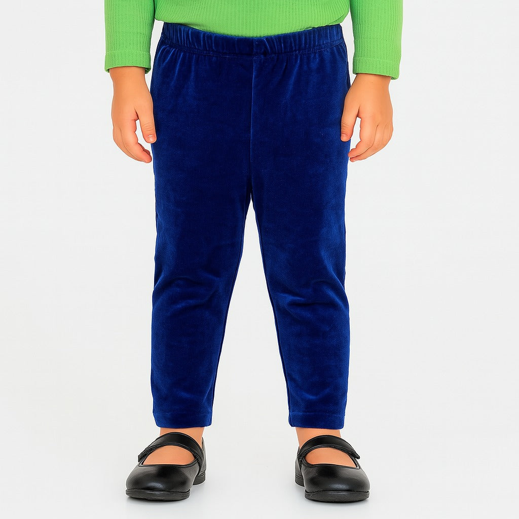 girls blue velvet trouser