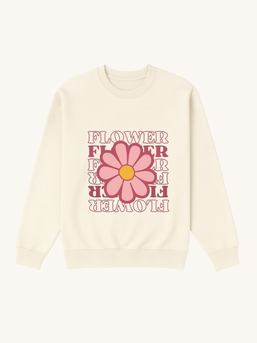 Girls Flower Graphic Fleece Sweatshirt