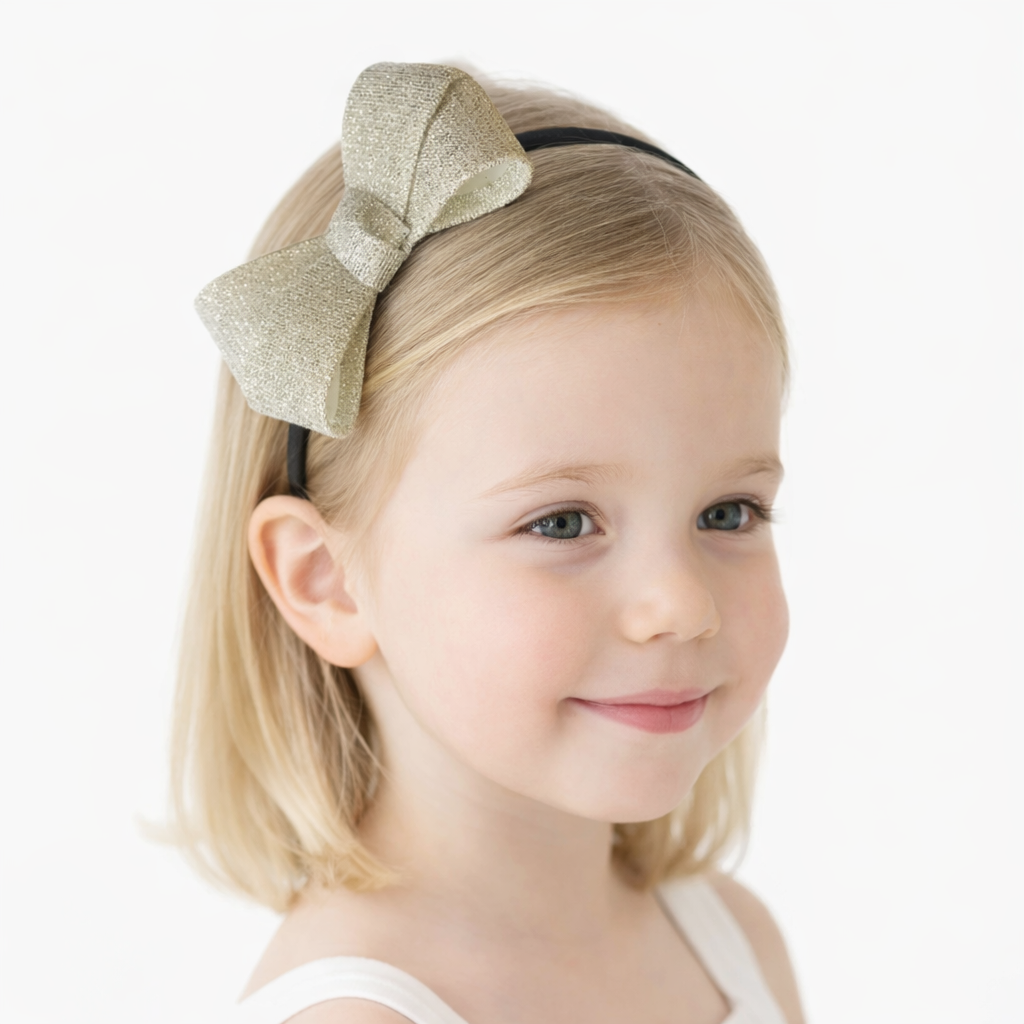 Girls green bow hair band (Last Chance)