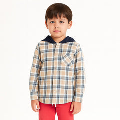 Boys blue and yellow check hoodie