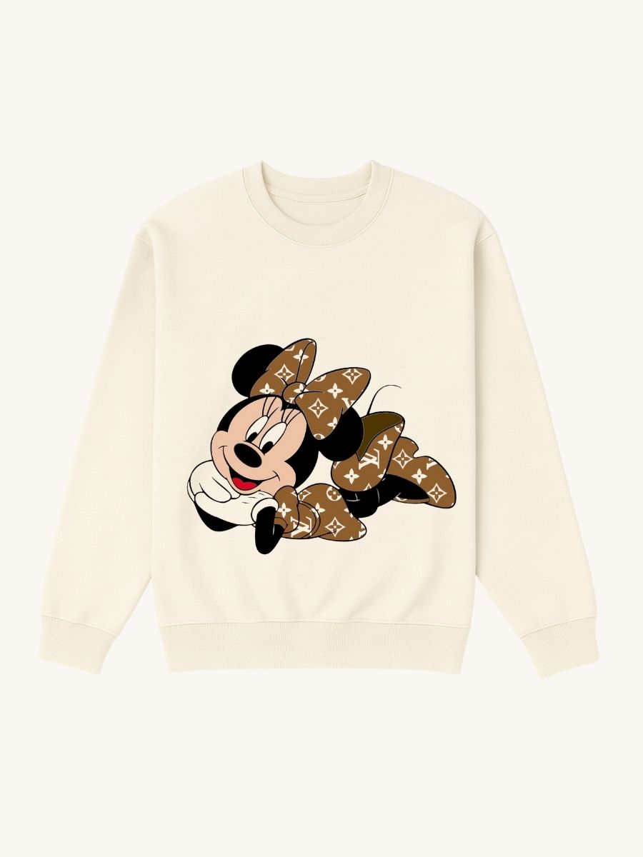 Girls Minnie Mouse Brown Bow Fleece Sweatshirt