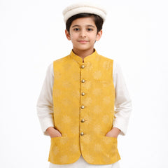 Yellow jacquard waist coat