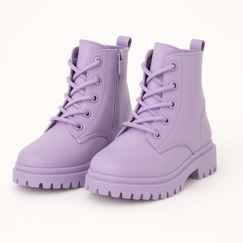 Girls Leather Lilac Long Boots (Last Chance)