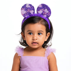 Girls purple sequin ear hair band
