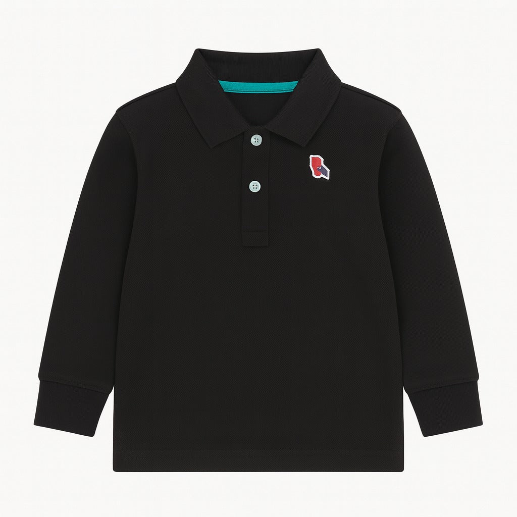 Boys black bird polo