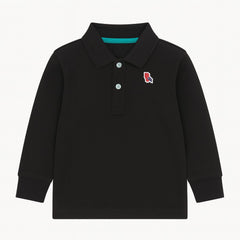 Boys black bird polo