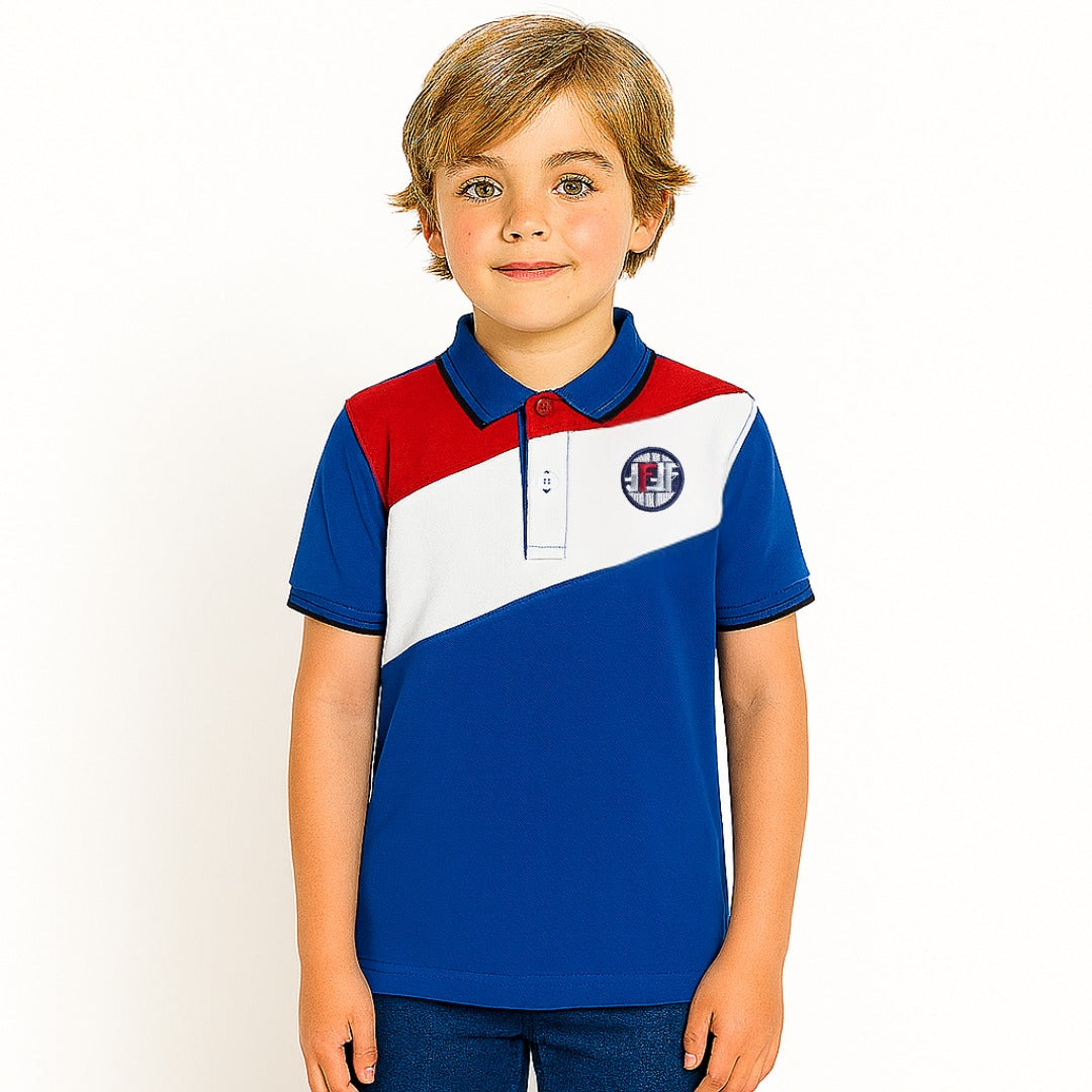 Boys blue,red and white polo shirt