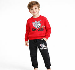 Red Tom and Jerry Printed Boys Tracksuit