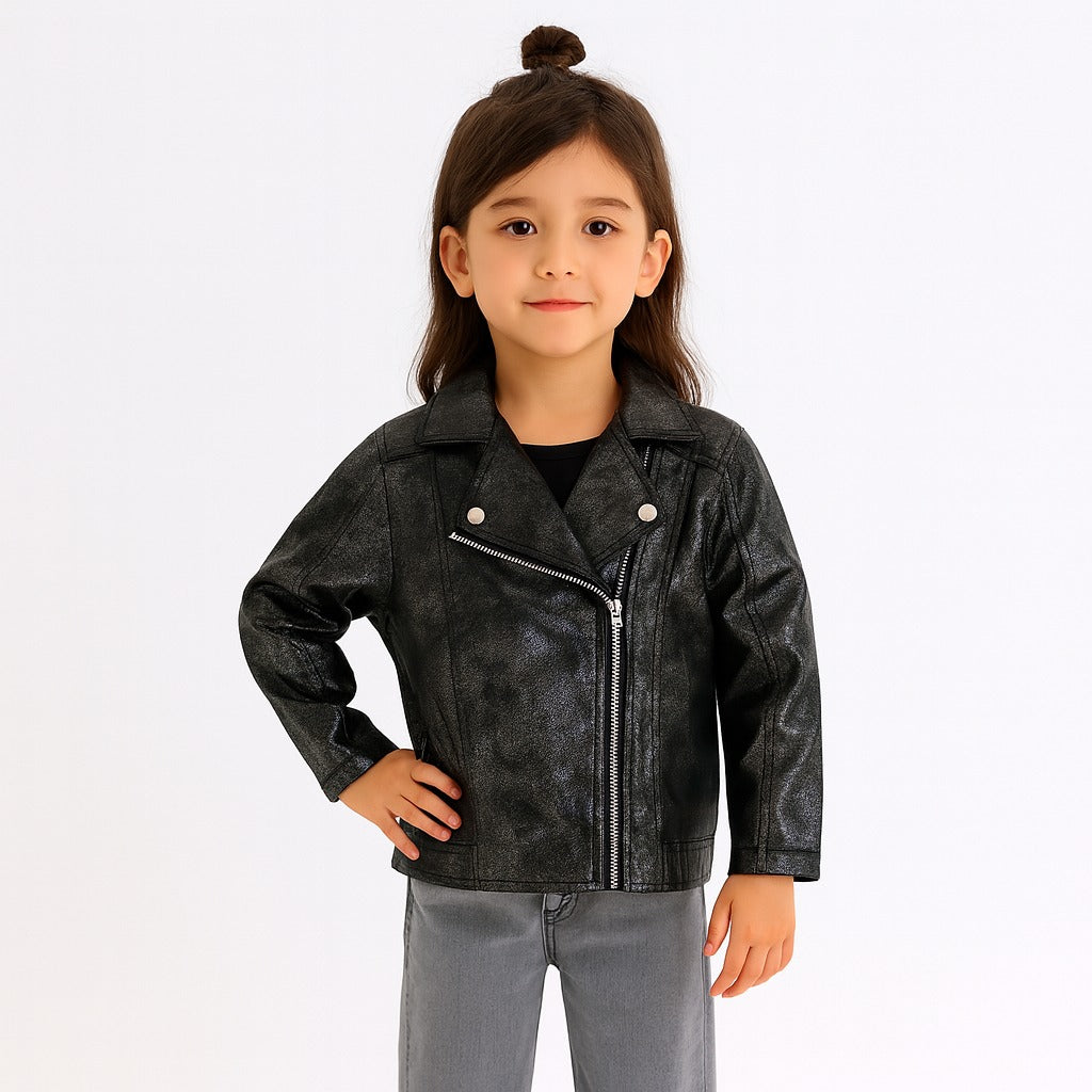 Girls black leather jacket
