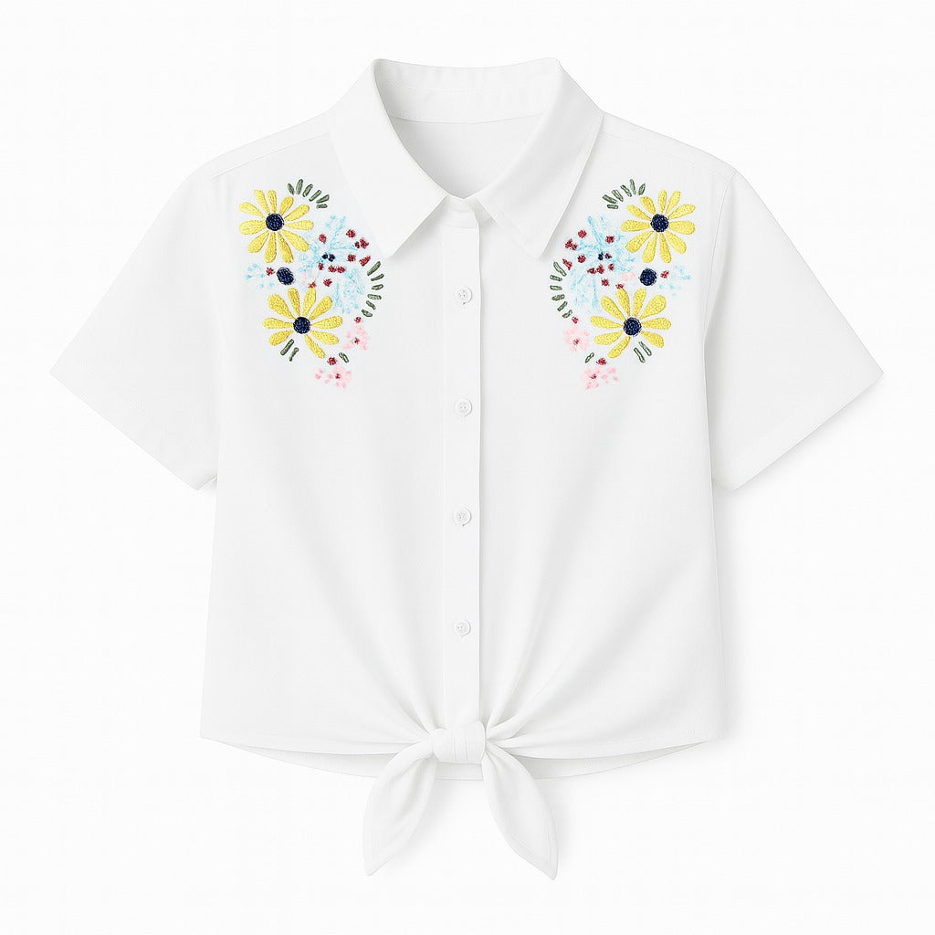 Ladies flower embraided Cotton Top