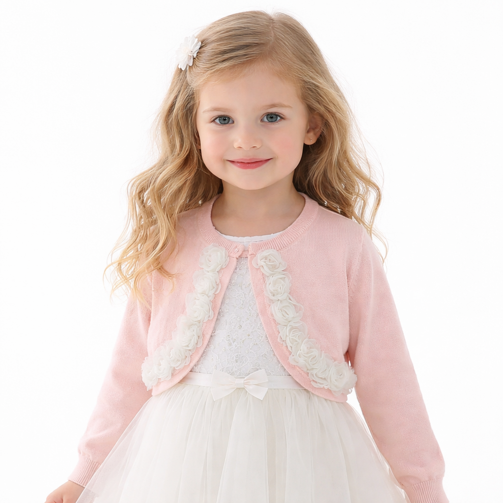 Girls pink flower bolero (Last Chance)
