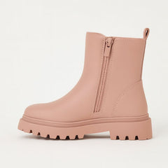 Girls Leather Peach Ankle Boots