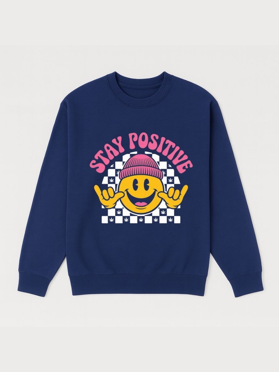Boys Stay Positive Smiley Fleece Sweatshirt