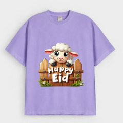 "Happy Eid" Peeking Lamb Graphic Drop-Shoulder T-Shirt (Eid Edit)