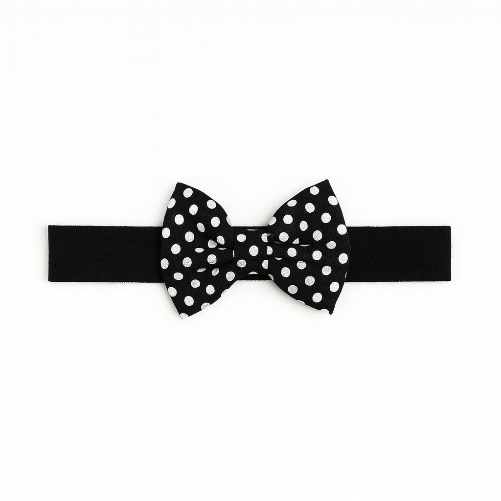 Black Polka dots bow band